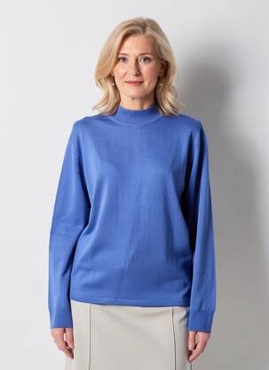 Pull coupe cintrée manches longues bleu ELLEMME femme