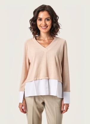 Pull tunique stretch manches longues beige GUITARE femme