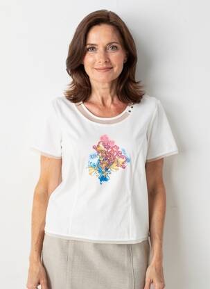 T-shirt stretch manches courtes blanc PAUPORTÉ femme