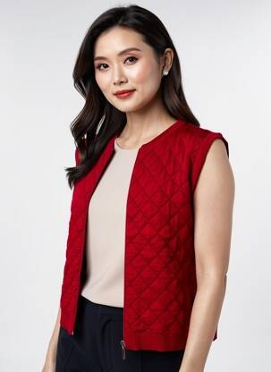 Gilet sans manche sans manche rouge ELLEMME femme