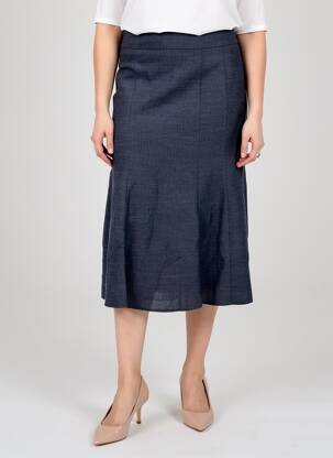 Jupe mi-longue fermeture zip latéral bleu FINNKARELIA femme