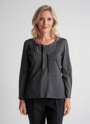 Top imprimé fantaisie manches longues noir KATMAI femme