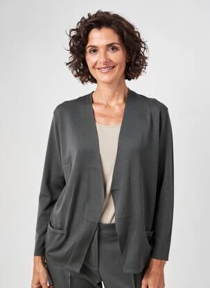 Gilet manches longues col v gris OLSEN femme