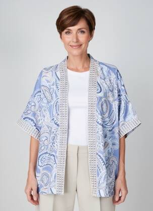 Veste kimono col v bleu OLSEN femme