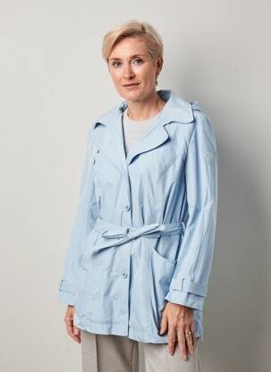 Imperméable capuche amovible a capuche bleu CONCEPT K femme