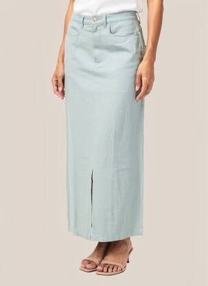 Jupe longue coupe droite bleu STK BY SETRAK femme
