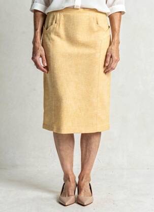 Jupe mi-longue coupe droite jaune FRANCE RIVOIRE femme
