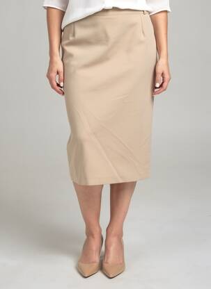 Jupe mi-longue taille à pinces beige QUATTRO femme