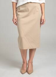 Jupe mi-longue taille à pinces beige QUATTRO femme