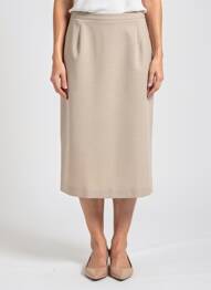 Jupe mi-longue taille à pinces beige FRANCE RIVOIRE femme