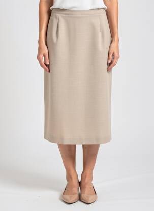 Jupe mi-longue taille à pinces beige FRANCE RIVOIRE femme