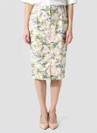 Jupe mi-longue stretch vert MANADOUR femme