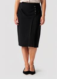 Jupe mi-longue coupe droite noir GREGORY PAT femme