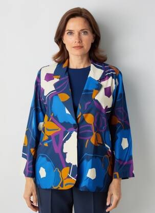 Blazer poches bleu FRANCK ANNA femme