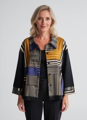 Veste casual coupe droite noir FRANCK ANNA femme