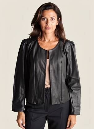 Veste simili cuir coupe cintrée noir KOKOMARINA femme