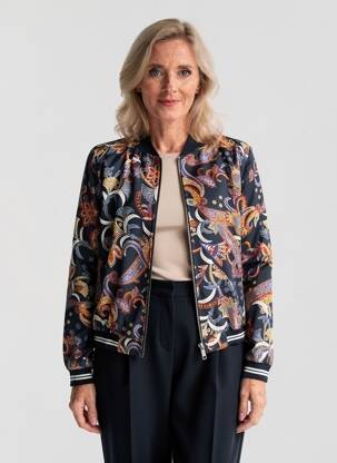 Blouson col v bleu PAUSE CAFE femme