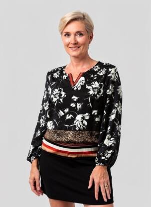 Blouse tissage popeline manches longues noir PAUSE CAFE femme