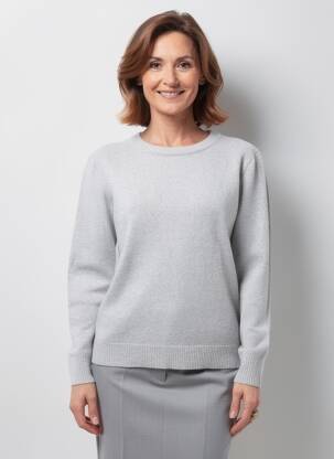 Pull tissage chiné manches longues gris FELINO femme