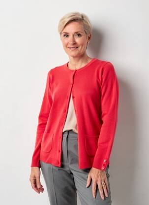 Gilet manches longues col rond rouge FELINO femme