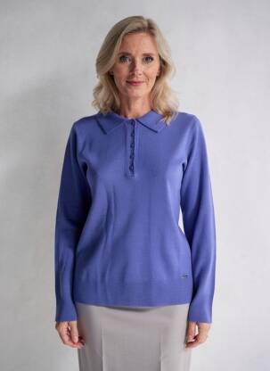 Pull stretch manches longues bleu FELINO femme