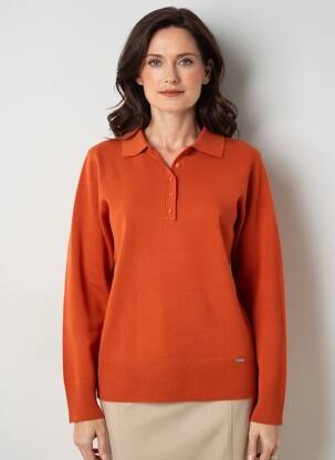 Pull stretch manches longues orange FELINO femme
