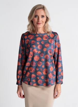 Pull coupe droite manches longues gris FELINO femme