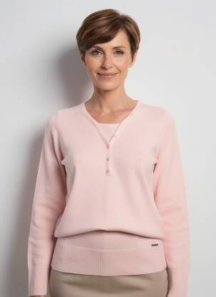 Pull coupe cintrée manches longues rose FELINO femme