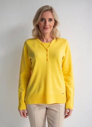Pull coupe cintrée manches longues jaune FELINO femme