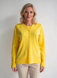 Pull coupe cintrée manches longues jaune FELINO femme