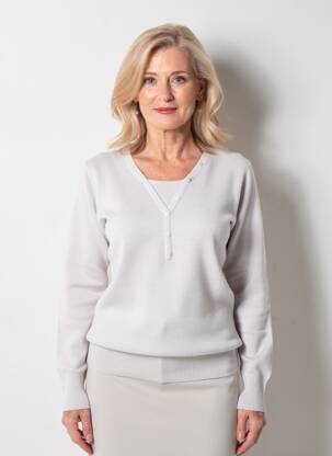Pull coupe cintrée manches longues gris FELINO femme