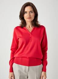 Pull coupe cintrée manches longues rouge FELINO femme
