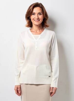 Pull coupe cintrée manches longues blanc FELINO femme