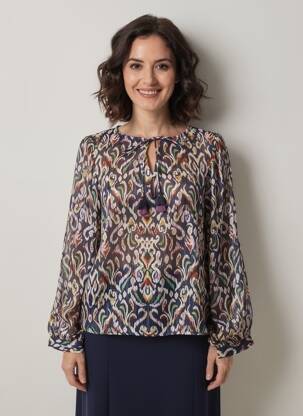 Blouse légère et transparente manches longues bleu MOLLY BRACKEN femme