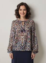 Blouse légère et transparente manches longues bleu MOLLY BRACKEN femme