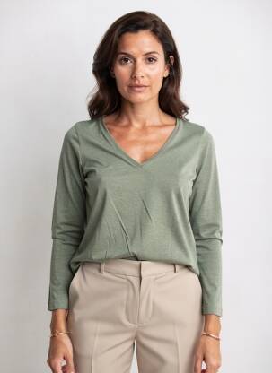 Top stretch manches longues vert TBS femme