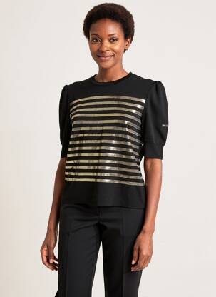 Pull resserrée sur le bas manches courtes noir SAINT JAMES femme
