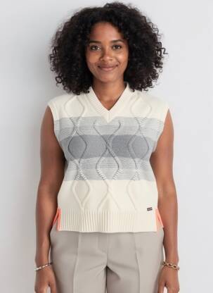 Pull col v sans manche beige SAINT JAMES femme