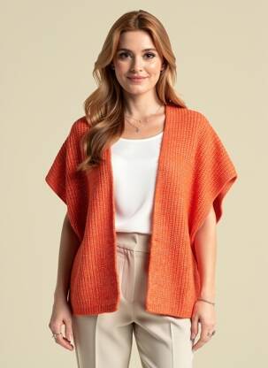 Gilet manches courtes maille tricot orange LOLA ESPELETA femme