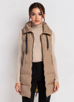 Doudoune poches a capuche marron TIMEZONE femme