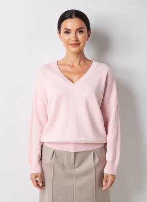Pull tissage chiné manches longues rose TBS femme