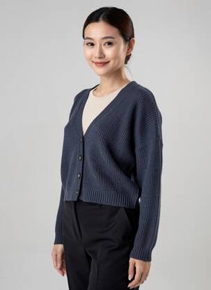 Gilet manches longues stretch bleu TBS femme