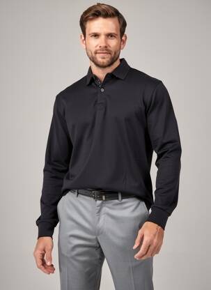 Polo manches longues manches longues noir TBS homme