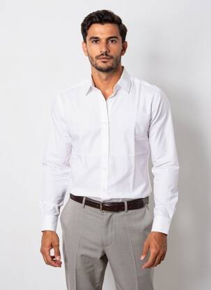 Chemise manches longues coupe cintrée blanc TBS homme