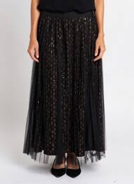 Jupe longue imprimé fantaisie noir MOLLY BRACKEN femme