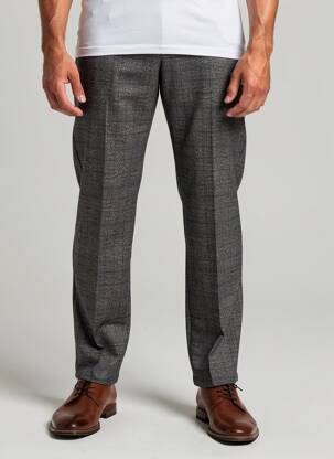 Pantalon chino imprimé imprimé prince de galle taille normale gris TIMEZONE homme