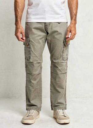 Pantalon cargo slim taille normale gris TIMEZONE homme