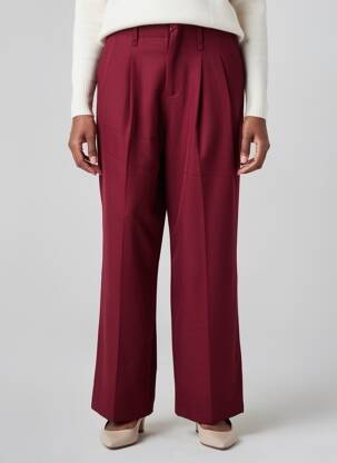 Pantalon large tissage crêpe taille haute rouge KILKY femme