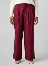 Pantalon large tissage crêpe taille haute rouge KILKY femme