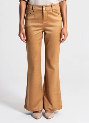 Pantalon flare stretch taille haute marron PEACE N'LOVE femme